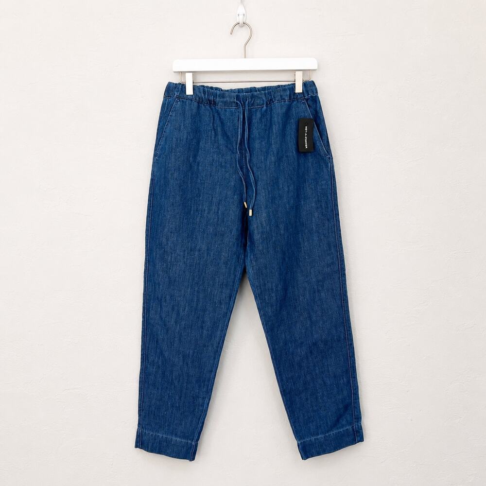 Max Mara Leisure Pool Cotton Linen Chambray Drawstring Pants US 10 NWT
